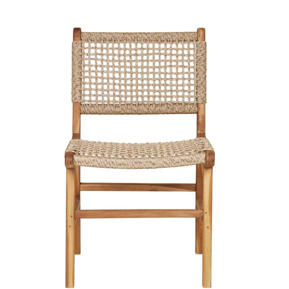 Wohnen Rattanmöbel*Teak Holzstühle mit Kordelgeflecht - Merlan (2er Set)