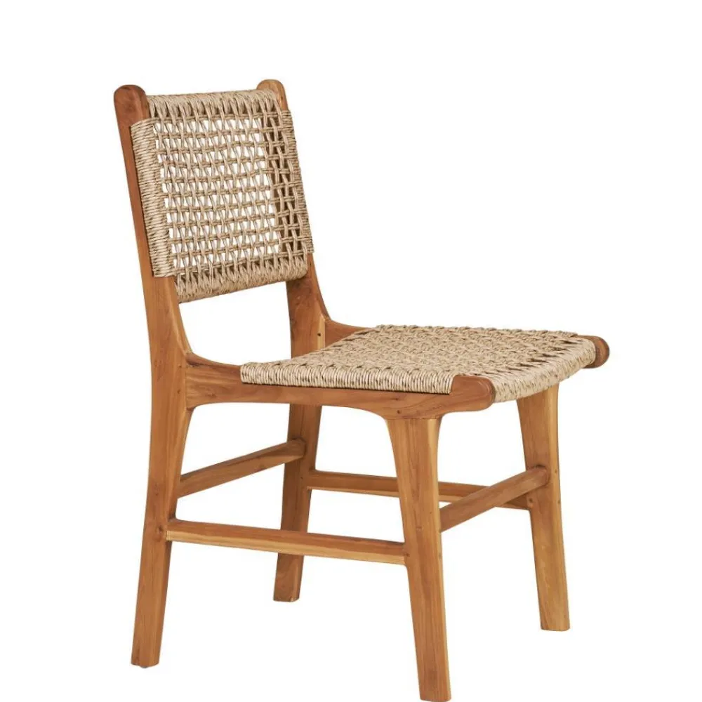 Wohnen Rattanmöbel*Teak Holzstühle mit Kordelgeflecht - Merlan (2er Set)