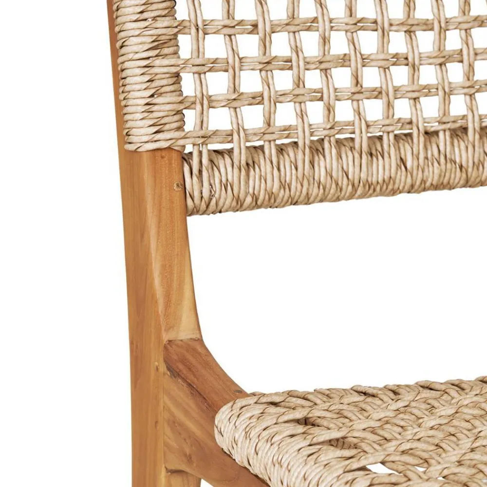 Wohnen Rattanmöbel*Teak Holzstühle mit Kordelgeflecht - Merlan (2er Set)