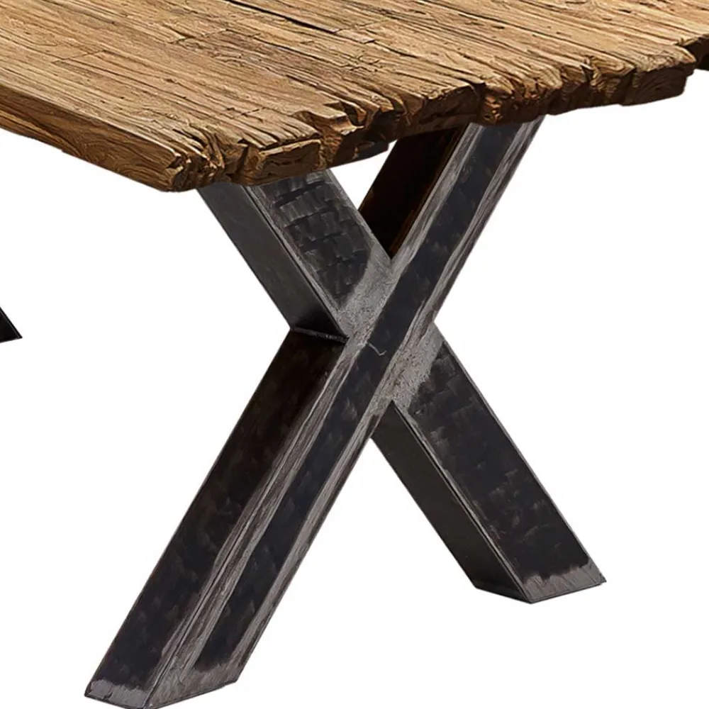 Wohnen Teak Recyclingholz Tisch mit X Füßen - Omegon