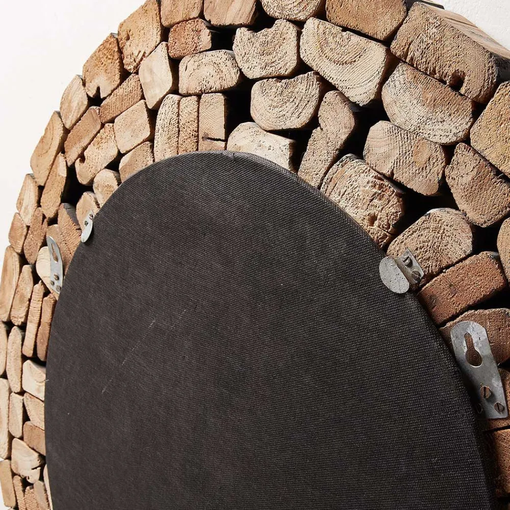 Wohnen Spiegel|Flurspiegel*Teak Spiegel Polcadaz mit Mosaik Holz Rahmen