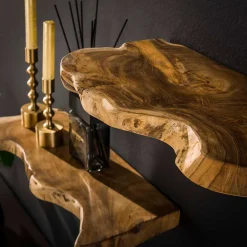 Wohnen Teak Wandboard Trio mit Naturkanten - Matthis (dreiteilig)