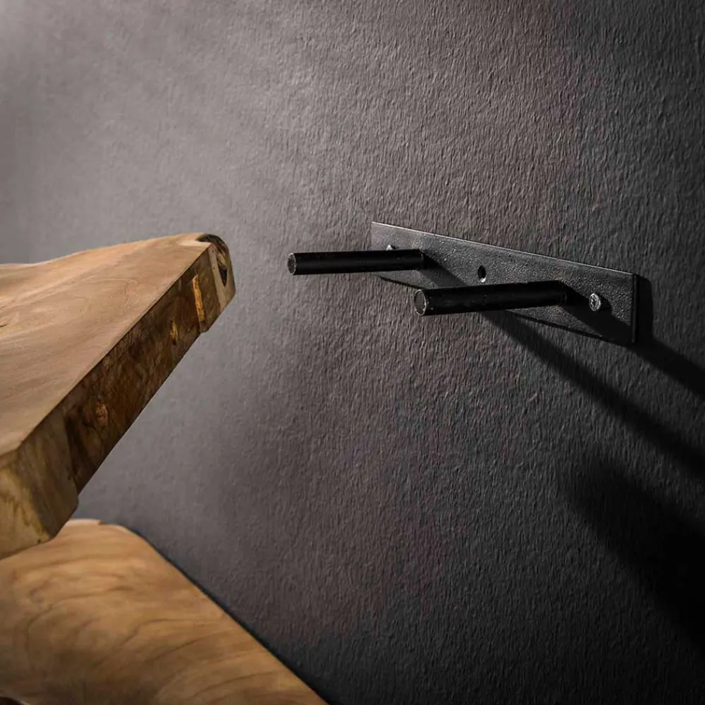 Wohnen Teak Wandboard Trio mit Naturkanten - Matthis (dreiteilig)