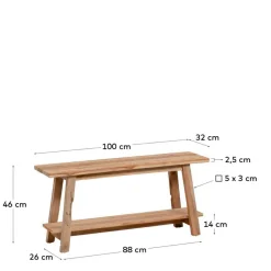Wohnen Schuhschränke*Teakholz Bank mit Ablageboden - Romitella