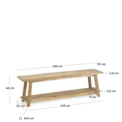 Wohnen Schuhschränke*Teakholz Bank mit Ablageboden - Romitella