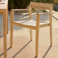 Wohnen Korbmöbel*Teakholz Gartenstühle naturbelassen - Ginhopa (6er Set)