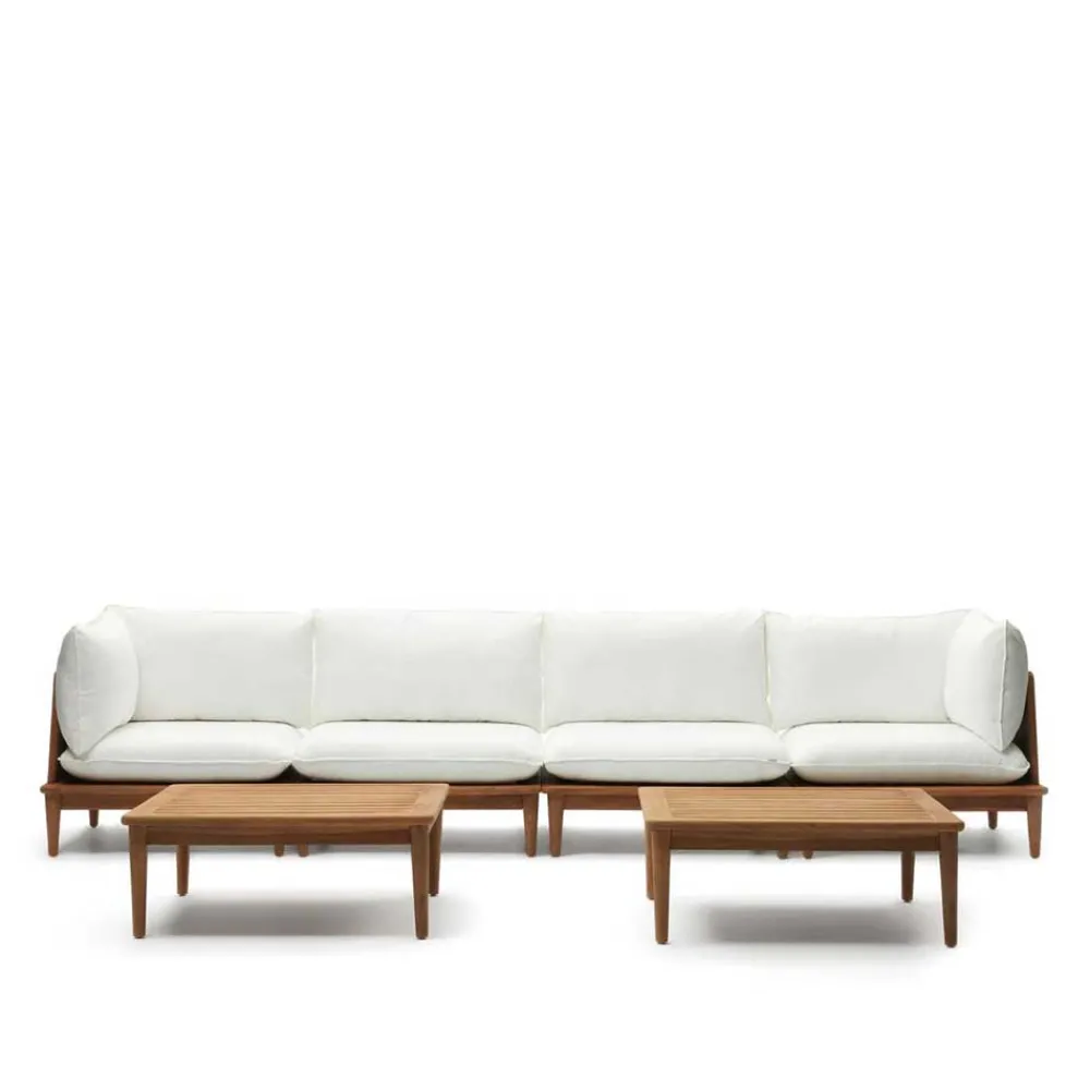 Wohnen Teakholz Lounge modular & 2 Couchtische - Palm (sechsteilig)
