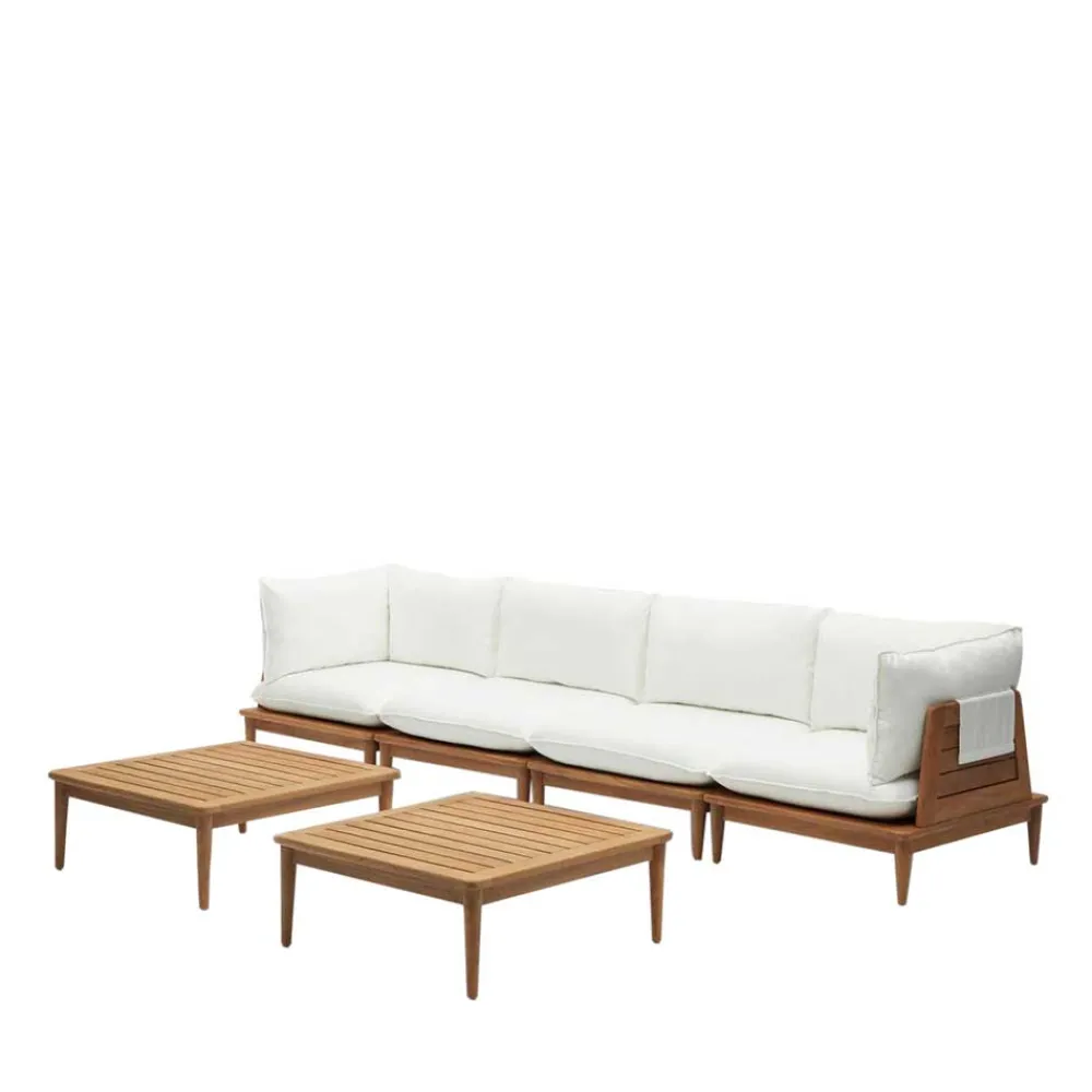 Wohnen Teakholz Lounge modular & 2 Couchtische - Palm (sechsteilig)