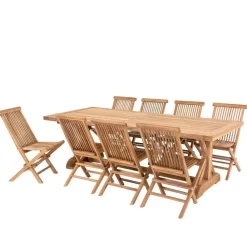 Wohnen Teakholz Tischgruppe mit acht Stühlen - Kaena (neunteilig)