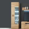 Wohnen Teilmassive Standvitrine in Eiche Bianco Pontros optional mit LED