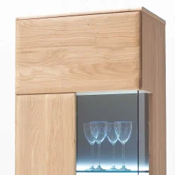 Wohnen Teilmassive Standvitrine in Eiche Bianco Pontros optional mit LED