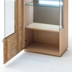Wohnen Teilmassive Standvitrine in Eiche Bianco Pontros optional mit LED