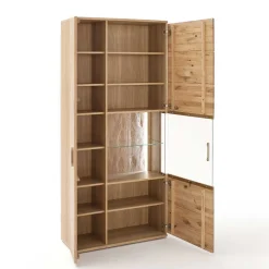 Wohnen Vitrinen|Wohnzimmer-Vitrinen*Teilmassive Wohnzimmervitrine in Eiche - Crokas