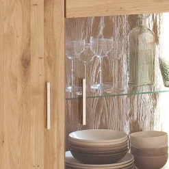 Wohnen Vitrinen|Wohnzimmer-Vitrinen*Teilmassive Wohnzimmervitrine in Eiche - Crokas