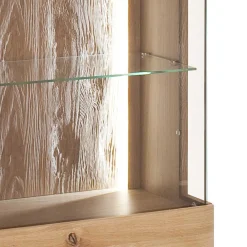 Wohnen Vitrinen|Wohnzimmer-Vitrinen*Teilmassive Wohnzimmervitrine in Eiche - Crokas