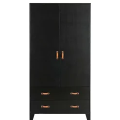 Wohnen Schränke|Kleiderschränke*Teilmassiver 94x180x40 Kiefernholz Kleiderschrank in Schwarz - Ilvessino