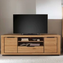 Wohnen Teilmassives TV Board in Wildeiche und Schwarz - Vlacoma