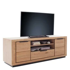 Wohnen Teilmassives TV Board in Wildeiche und Schwarz - Vlacoma