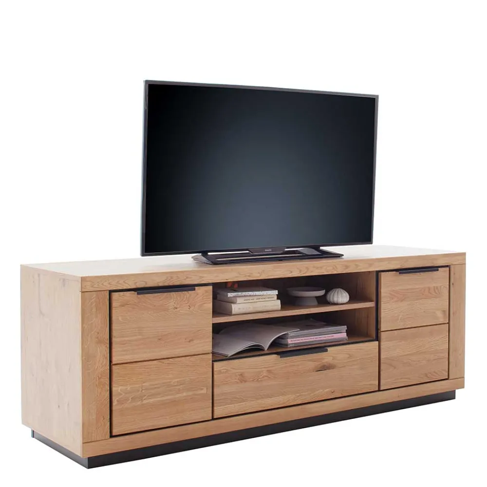 Wohnen Teilmassives TV Board in Wildeiche und Schwarz - Vlacoma