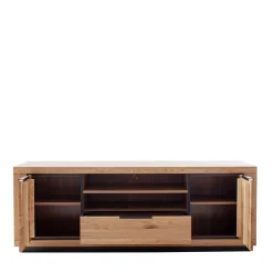 Wohnen Teilmassives TV Board in Wildeiche und Schwarz - Vlacoma