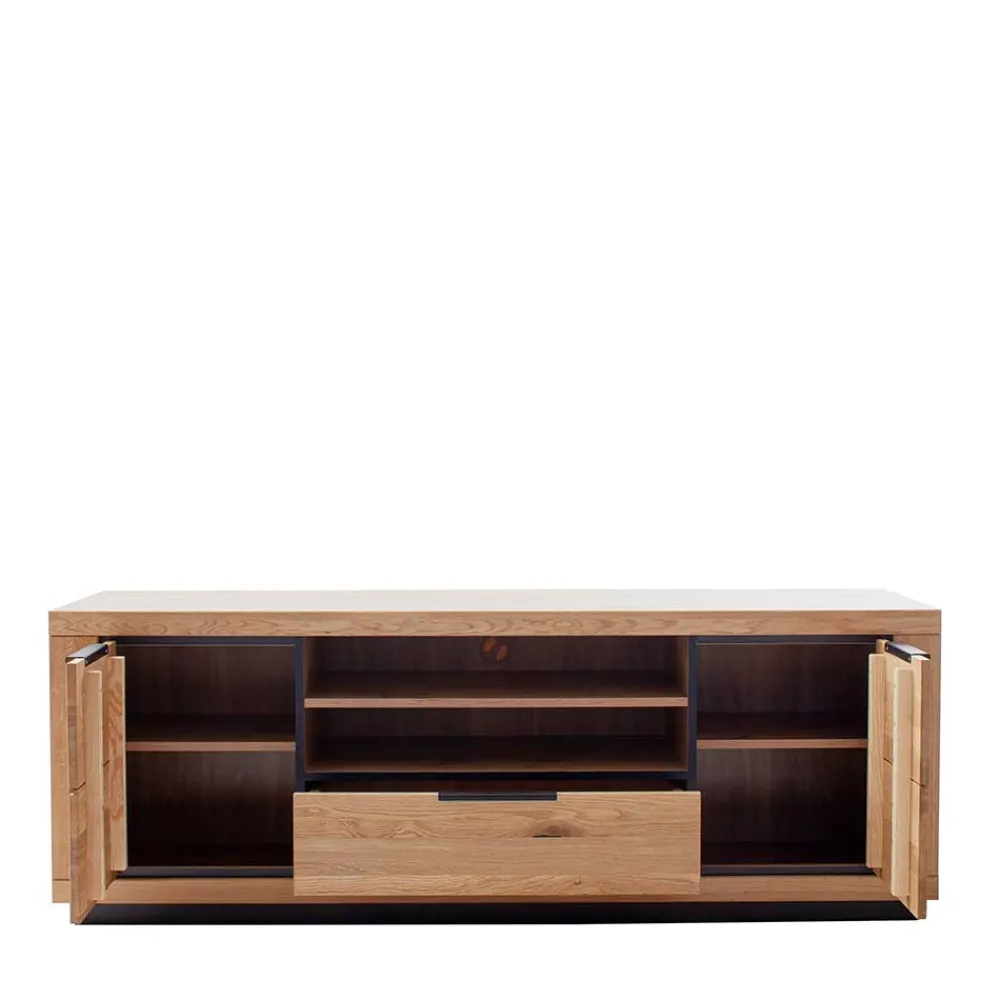 Wohnen Teilmassives TV Board in Wildeiche und Schwarz - Vlacoma