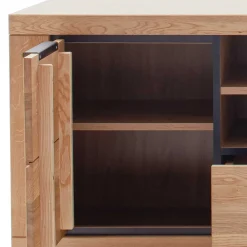 Wohnen Teilmassives TV Board in Wildeiche und Schwarz - Vlacoma