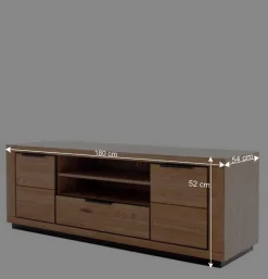 Wohnen Teilmassives TV Board in Wildeiche und Schwarz - Vlacoma