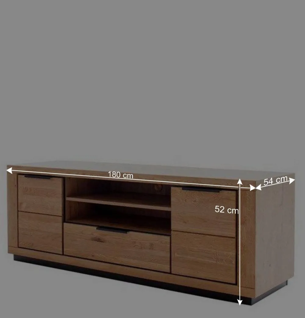 Wohnen Teilmassives TV Board in Wildeiche und Schwarz - Vlacoma