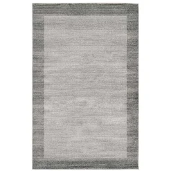Wohnen Teppich in Hellgrau mit dunkelgrauem Rand - Armina