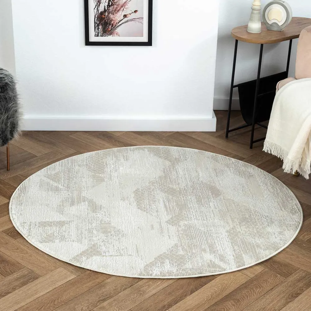 Wohnen Teppiche*Teppich in Rund - Creme und Beige - Anita