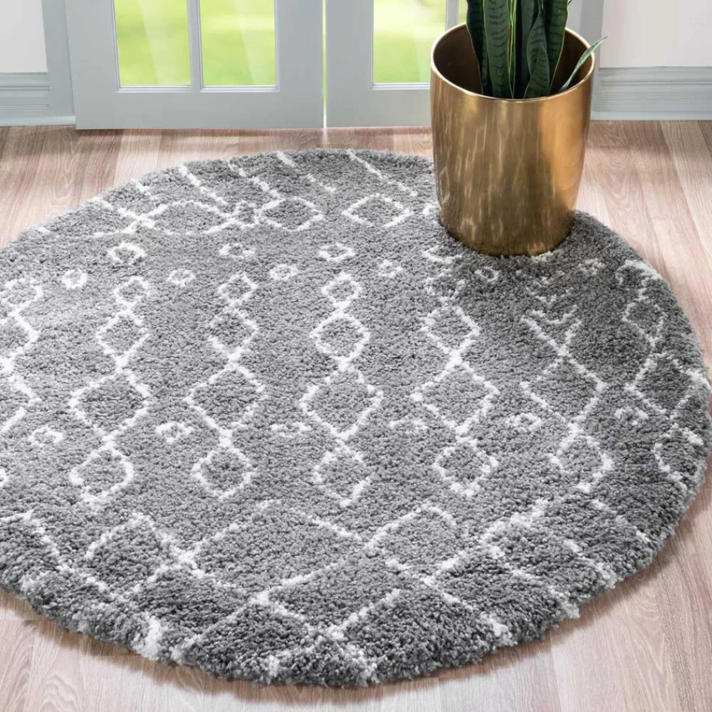 Wohnen Teppiche*Teppich mit 150 cm Durchmesser in Grau & Creme - Ossana