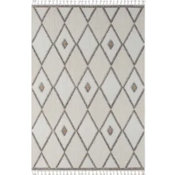 Wohnen Teppiche*Teppich mit Rauten Muster in Beige und Weiß - Nikolan