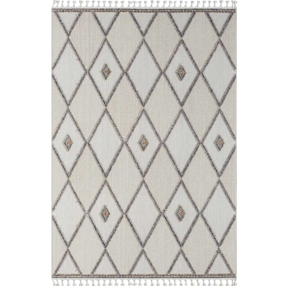 Wohnen Teppiche*Teppich mit Rauten Muster in Beige und Weiß - Nikolan