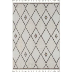 Wohnen Teppiche*Teppich mit Rauten Muster in Beige und Weiß - Nikolan