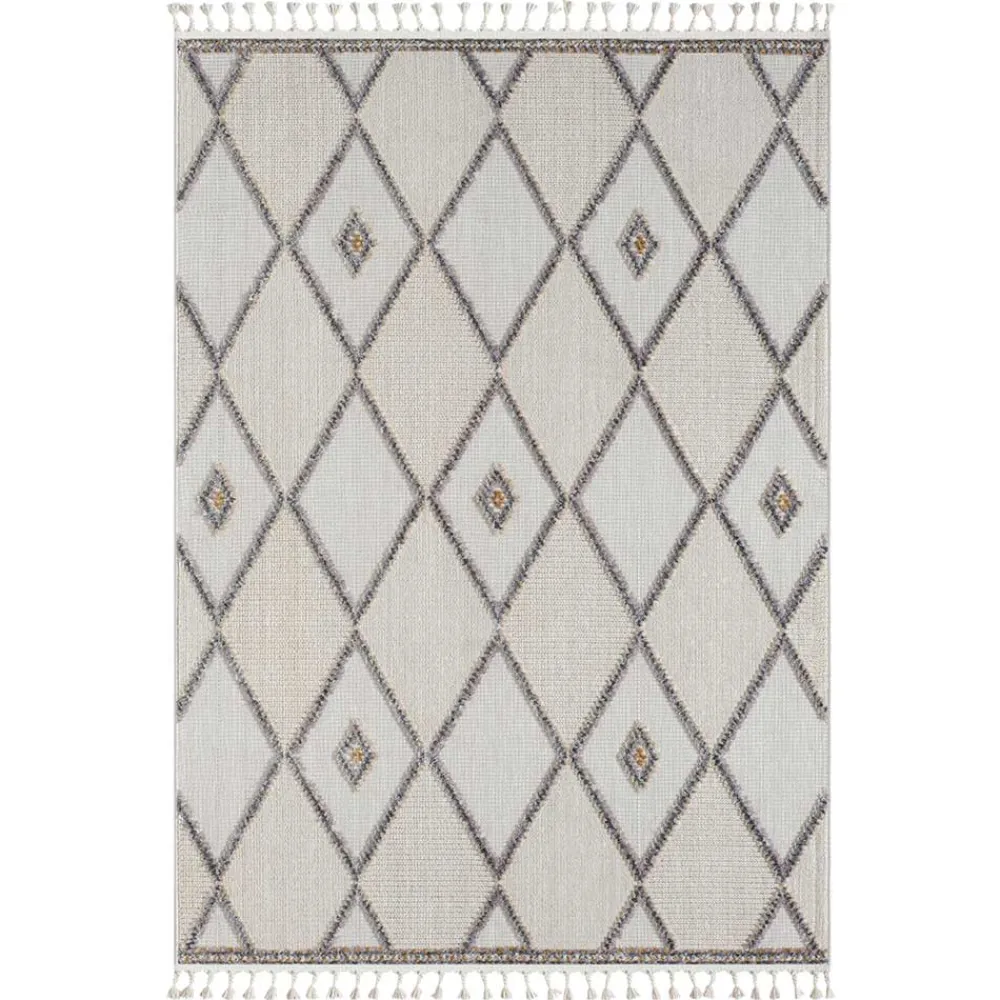 Wohnen Teppiche*Teppich mit Rauten Muster in Beige und Weiß - Nikolan