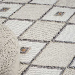 Wohnen Teppiche*Teppich mit Rauten Muster in Beige und Weiß - Nikolan