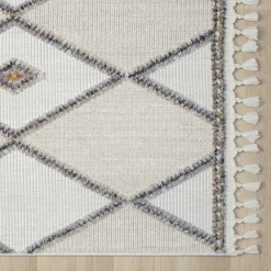 Wohnen Teppiche*Teppich mit Rauten Muster in Beige und Weiß - Nikolan