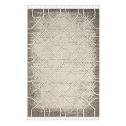 Wohnen Skandinavische Möbel*Teppich mit Rautenmuster in Weiß & Hellgrau - Freshna