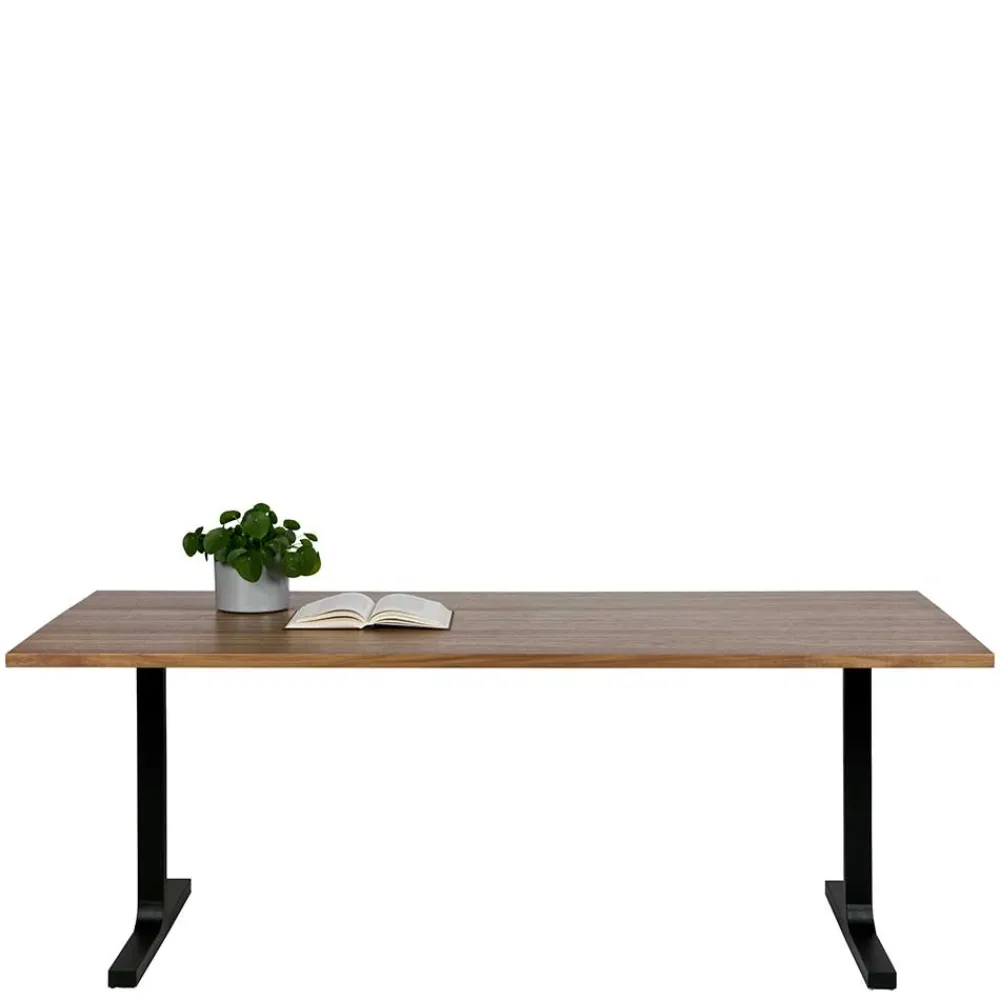 Wohnen T-Gestell Tisch in Nussbaum & Schwarz - Bastion