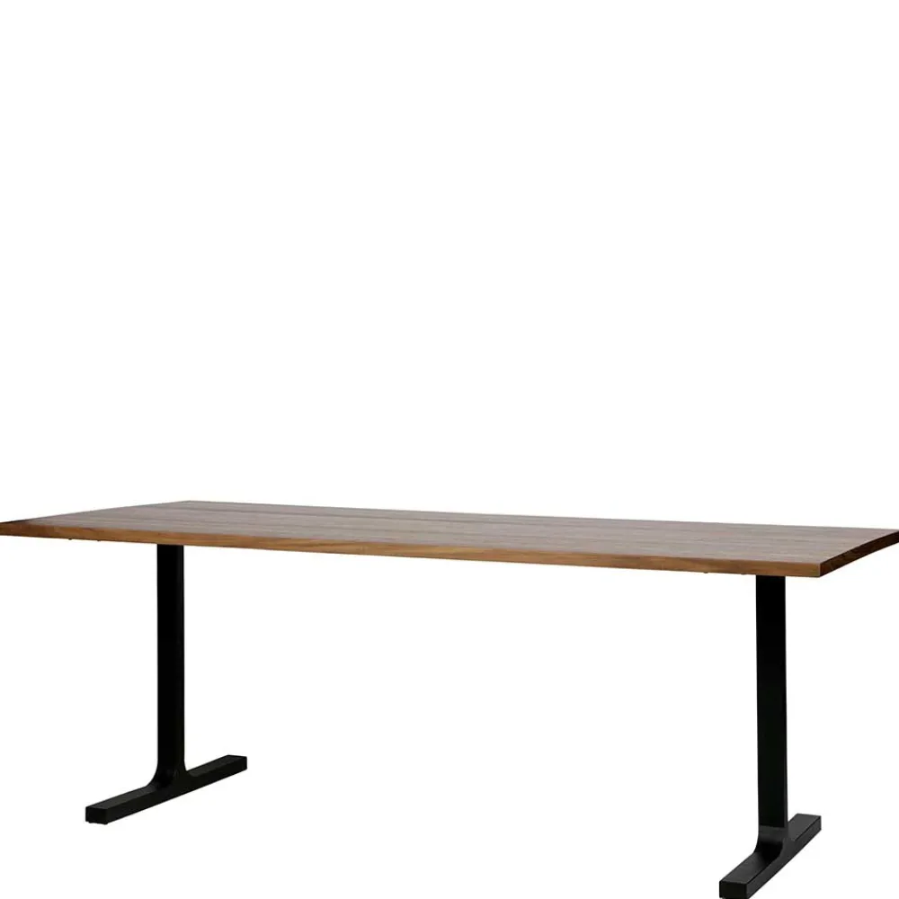 Wohnen T-Gestell Tisch in Nussbaum & Schwarz - Bastion