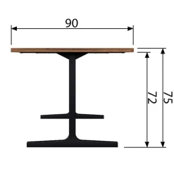 Wohnen T-Gestell Tisch in Nussbaum & Schwarz - Bastion