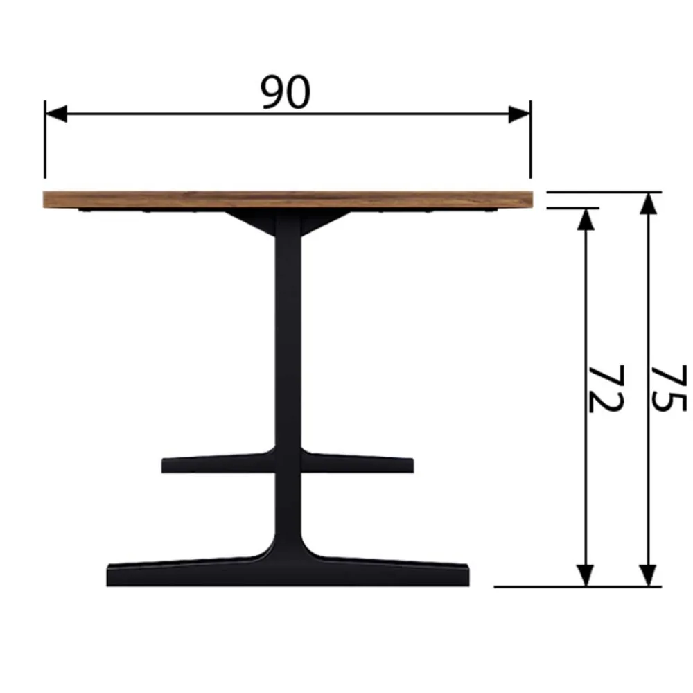 Wohnen T-Gestell Tisch in Nussbaum & Schwarz - Bastion
