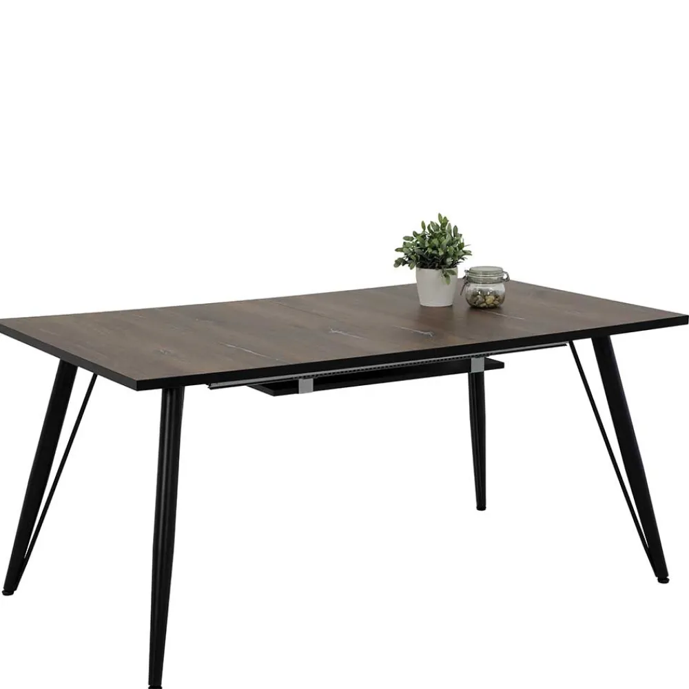 Wohnen Tisch in dunkler Eiche Optik & Schwarz - Viridena