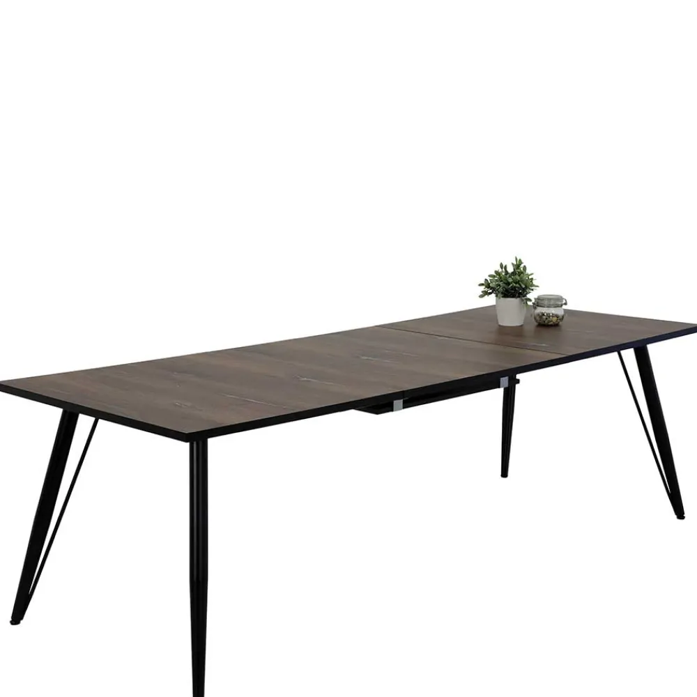 Wohnen Tisch in dunkler Eiche Optik & Schwarz - Viridena