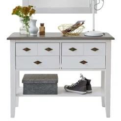 Wohnen Tisch Kommode Mirandesca in Weiß Grau