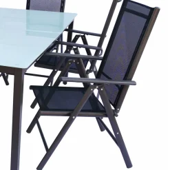 Wohnen Metall-Gartenmöbel|Balkonmöbel*Tisch mit Klappstühlen für den Garten - Anlina (siebenteilig)