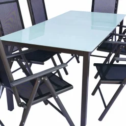 Wohnen Metall-Gartenmöbel|Balkonmöbel*Tisch mit Klappstühlen für den Garten - Anlina (siebenteilig)