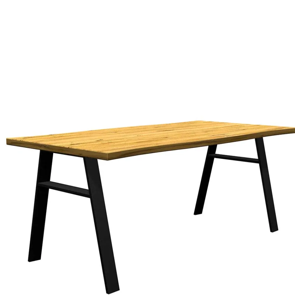 Wohnen Massivholzmöbel|Küchentische*Tisch mit Naturkante Eichenholz Platte - Basilius