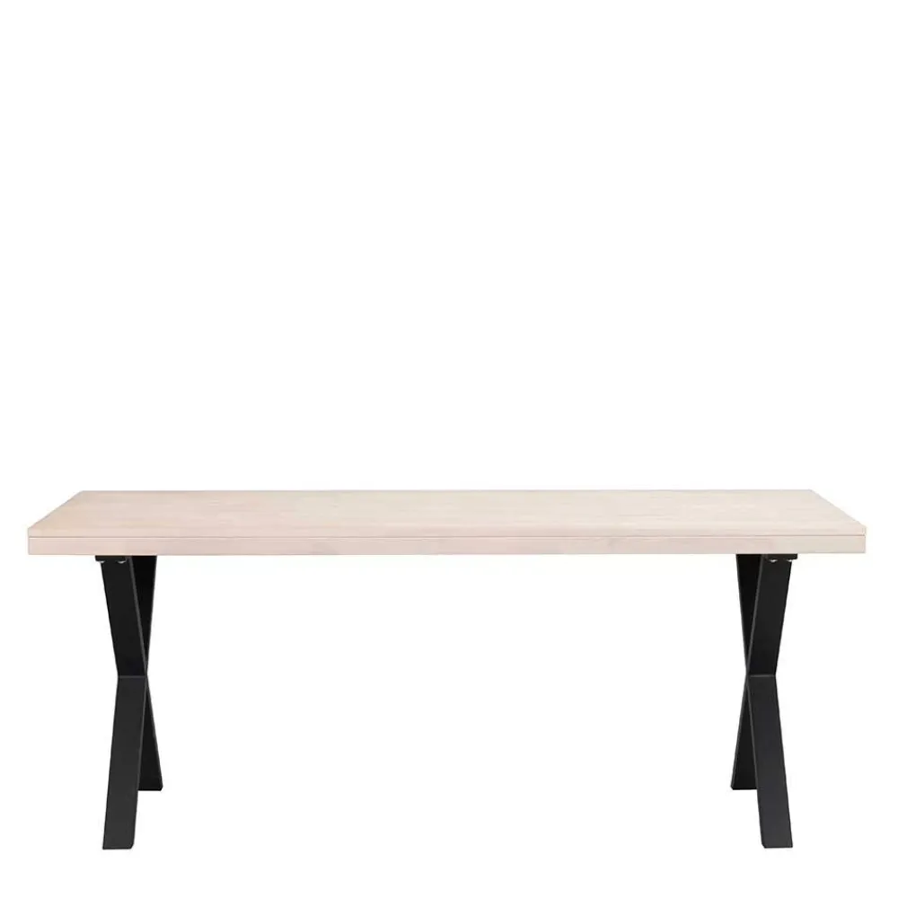 Wohnen Loft Möbel|Industrial Möbel*Tisch mit Whitewash Eichenplatte & X-Füßen - Durense