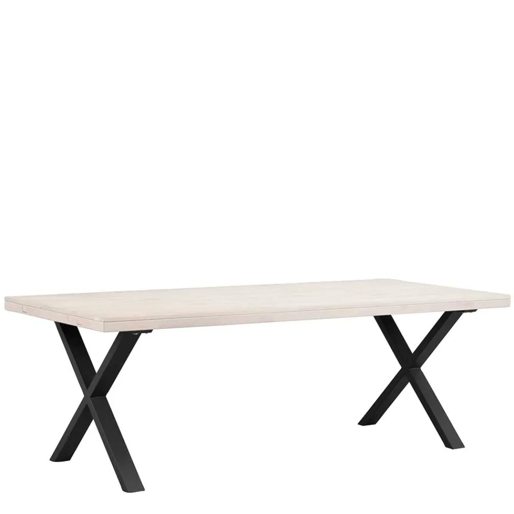 Wohnen Loft Möbel|Industrial Möbel*Tisch mit Whitewash Eichenplatte & X-Füßen - Durense